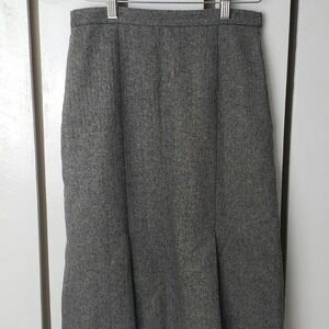 Eddie‎ Bauer A-Line Skirt Gray Herringbone Wool Blend Size 4 Academia Preppy